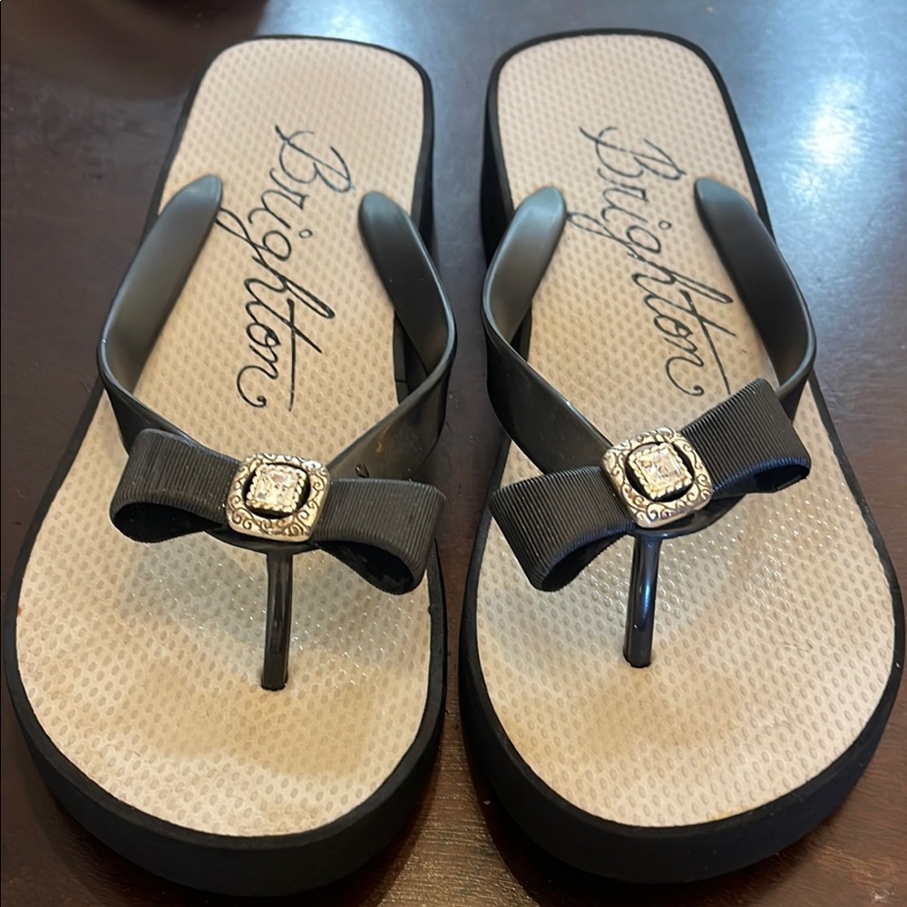 Brighton Black Sandals with Silver Accents